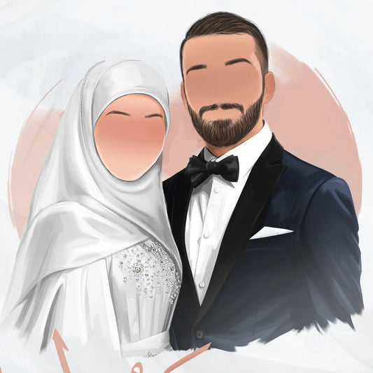 faceless couple framed on a card